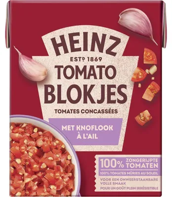 Produktbild von Heinz Tomatenwürfel mit Knoblauch 390g – Aromatische Tomatenstücke für Saucen & Suppen