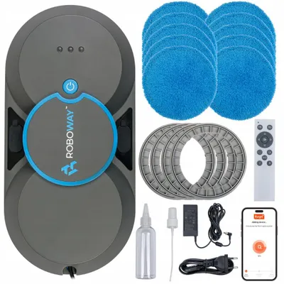 Obrázok produktu pre Roboway RW-1 Pro: Robot na umývanie okien, 5600 Pa, Wi-Fi, diaľkové ovládanie, 4 režimy, set