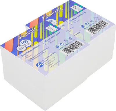 Produktbild von Westcott Notizzettel weiß 700 Blatt (2er-Set) | 2 x Zettelblock geleimt mit 9 x 9 cm großen Blättern in weiß |es Papier 80g/m² | E-1733182 00