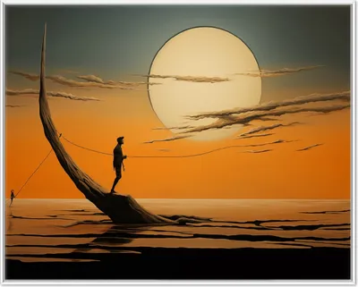 Produktbild von Wallario Wandbild Einsam im Sonneruntergang, Größe: 40,30 x 50,30 cm, Poster mit weißem Aluminiumrahmen