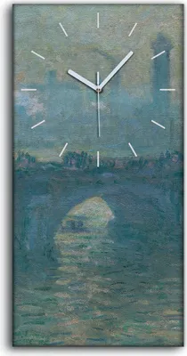 Produktbild von Wohnzimmer-Bild Leinwand Uhr Geräuschlos Kunstdruck 30x60 Waterloo Brücke - weiße Hände