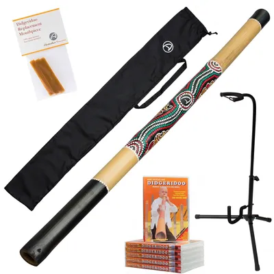 Produktbild von Bambus Didgeridoo Starterpaket – Inklusive Bienenwachs, Tasche, Ständer und Lehrmaterial