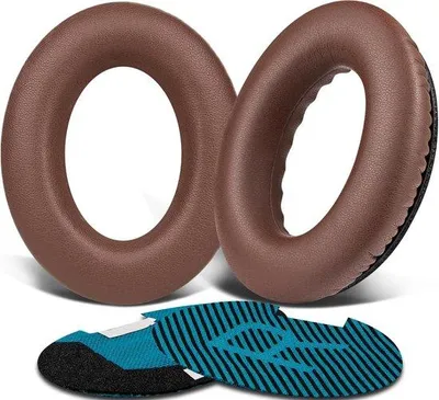 Image de Coussinets en cuir synthétique pour casques circum-auriculaires, marron, compatibles avec les séries QuietComfort et SoundLink