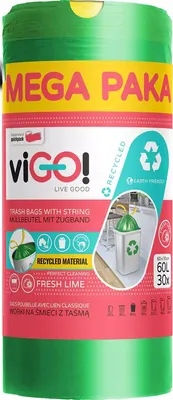 Zdjęcie produktu dla viGO Eko Worki na śmieci Limonkowy zapach 60L 30 sztuk