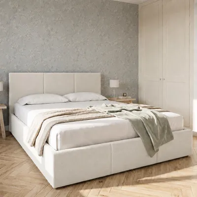 Produktbild von Home Collective Bett Doppelbett Polsterbett Bettgestell mit Lattenrost & Stauraum mit Bettkasten, Kopfteil mit 3 Paneelen | weicher Samt | 140x200 cm | Grau, KI-generiertes Bild