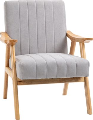 Fotel HOMCOM 839-591V00LG, tapicerowany, z podłokietnikami, aksamitny wygląd, jasnoszary, 68 x 74 x 82 cm - B