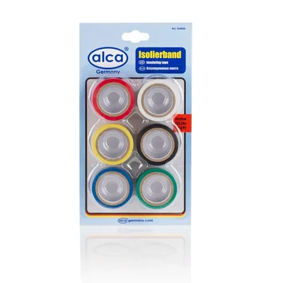 Zdjęcie produktu dla alca® Taśma izolacyjna różne kolory Taśma do znakowania 6 rolek 18 mm x 5 m PVC Wielokolorowy zestaw kolorowy mocny klej wytrzymałość i elastyczność wodoodporny