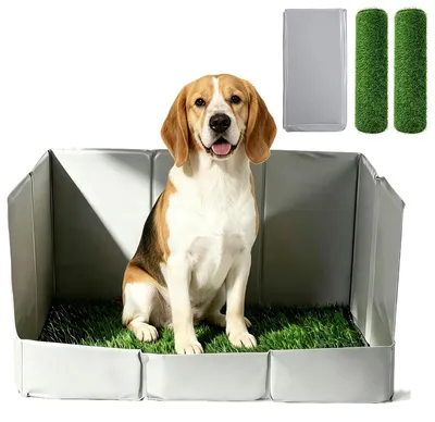 Image de Toilettes pour chiens avec gazon synthétique et bac à déjections, pour une utilisation intérieure et extérieure