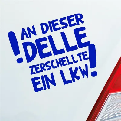 Produktbild von Auto Aufkleber An dieser Delle zerschellte ein LKW! 12,5x10 cm Dunkelblau Sticker Heckscheibenaufkleber