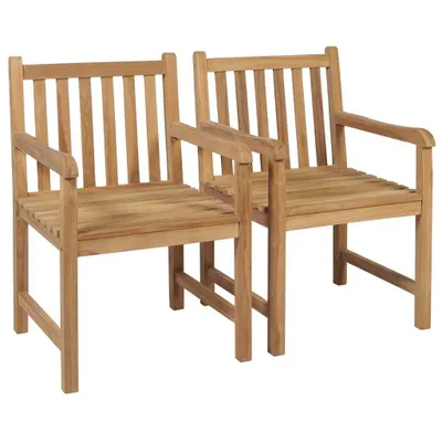 Produktbild von Gartenstühle 2 Stk. mit Hellgrünen Kissen Massivholz Teak