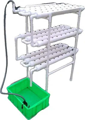 Image de Kit de culture hydroponique, 3 couches, 108 emplacements de plantes, diamètre du tube 6,1 cm, diamètre du trou 3 cm, matériau PVC-U