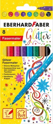 Produktbild von Fasermaler Glitzer 8er Etui 3mm sortiert. Packung mit 6 Stück