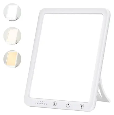 Obrázek produktu pro Lampa pro světelnou terapii, 10 000 luxů, ovládání dotykem, nastavitelné úrovně jasu, velké displej, funkce časovače, vhodná pro domácí i kancelářské použití
