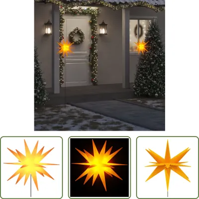 Produktbild von The Living Store LED-Weihnachtsstern mit Erdspieß Faltbar Gelb 57 cm