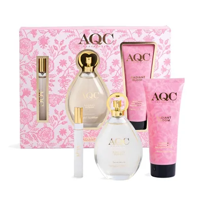 Produktbild von Aqc | Kosmetikset Für Damen - 100 ml Eau De Toilette - Blumiger Duft - Radiant Bloom - 150 ml Körperbalsam