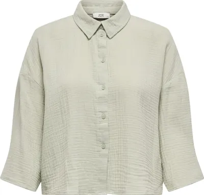 Produktbild von Legere Crepe Bluse Weite Ärmel 3/4 Hemdkragen | L