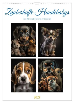 Produktbild von Zauberhafte Hundebabys (Wandkalender 2027 DIN A3 hoch), CALVENDO Monatskalender