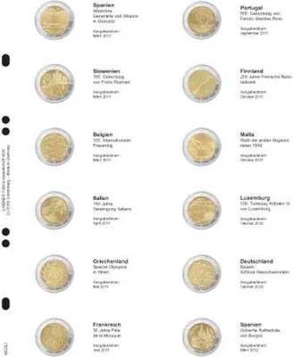 Produktbild von Lindner MU2E7 Multi Collect Vordruckblatt für 2 € Gedenkmünzen: Spanien 2011 - Spanien 2012