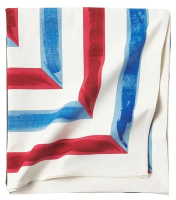 Image de Nappe Westwing Dario, en coton, blanche, à rayures, 140 x 250 cm