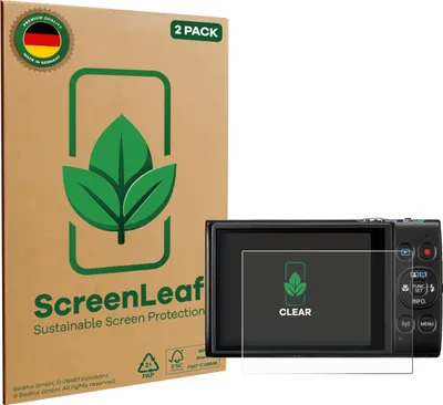 Produktbild von 2x ScreenLeaf Schutzfolie für Canon Digital Ixus 285 hs nachhaltiger Displayschutz Display Schutz Folie Klar Transparent