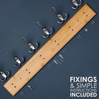 Productafbeelding van Famanu Wandgarderobe - Houten wandgarderobe met 6 haken