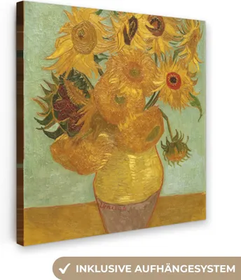 Produktbild von MuchoWow® - Leinwandbilder - Sonnenblumen - Vincent van Gogh, Wandbild, Wanddeko Bilder Wohnzimmer, 20x20 cm