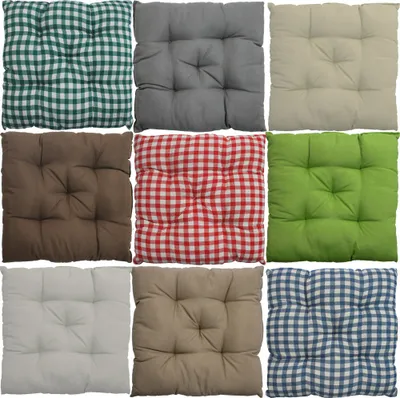 Produktbild von Stuhlkissen 38 x 38 cm mit 5er Steppung im 6er Sparpack - Sitzkissen für Stühle drinnen und draußen - Stuhlauflage Steppkissen weich und robust, Farbe:Beige