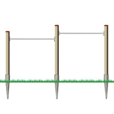 Produktbild von Turnreck aus Lärchenholz Durchmesser 12 cm mit Edelstahl-Reckstange und Einschlaghülsen Größe: Doppelreck DLV