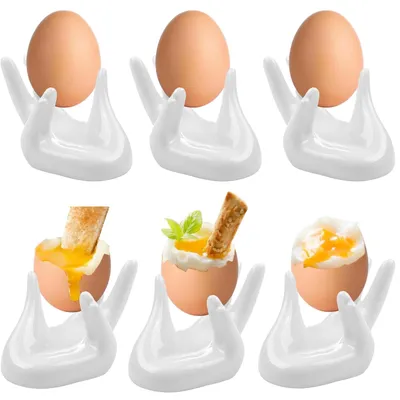 6 Porzellan-Eierbecher, spülmaschinenfest, Frühstücks-Eierbecher