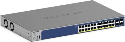 Zdjęcie produktu dla NETGEAR GS728TXP, L2/L3, 10G Ethernet (100/1000/10000), Pełny dupleks, Obsługa PoE, Możliwości montowania w stelażu