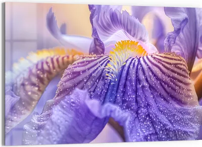 Produktbild von DEQORI Glasbild Echtglas 90x60 cm 'Violetter Morgentau' Wandbild Bild modern Deko