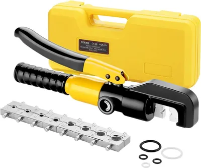 Image de Pince à Sertir Hydraulique 10T avec 9 Matrices Hexagonales Course 12mm TEENO,Coffret de Outil de Sertissage 4-70 mm² pour Cosses de Câbles en Cuivre