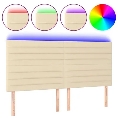 Zdjęcie produktu dla Zagłówek do łóżka z LED, kremowy, 180x5x118/128 cm, tkanina