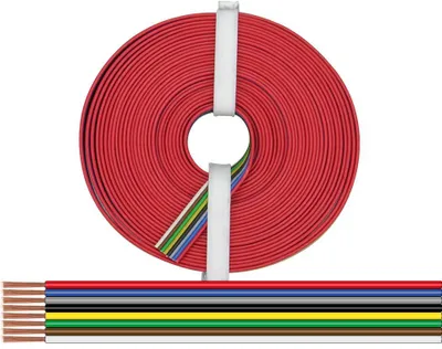 Imagen del producto de Cable trenzado de 8 hebras, 0,25 mm², 10 metros, en los colores: rojo, azul, gris, , amarillo, verde, marrón y blanco
