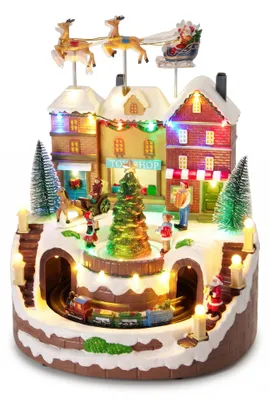 Produktbild von Weihnachtsszene, Spielzeugladen, LED, Bewegung und 8 Melodien, 27 × 25 × 34 cm