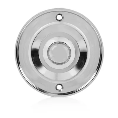 Image de Bouton de sonnette rond chrome design classique, bouton de sonnette rond plaque de sonnette