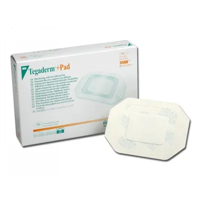 Produktbild von 3M™ Tegaderm™ + Pad,Vorratspackung, Verbandgröße: 9 cm x 10 cm | Packung (25 Stück)