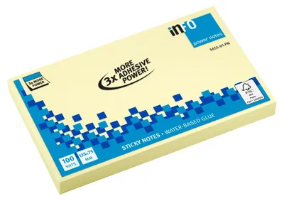 Productafbeelding van Powernotes info notes 125x75mm geel blok a 100 vel.