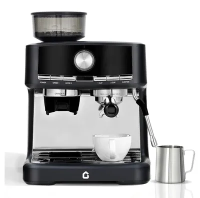 Produktbild von Espressomaschine - Vollautomatisch - 15 bar Druck - Integriertes Mahlwerk mit 30 Stufen - Milchaufschäumer - Edelstahlgehäuse - EU‑Stecker 110–220 V - Schwarz