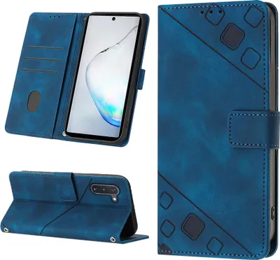 Produktbild von Hülle für Samsung Galaxy Note 10 Prägung Flip Leder Brieftasche Schutzhülle mit Ständer Blau