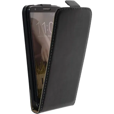Produktbild von PhoneNatic Kunst-Lederhülle kompatibel mit LG G2 - Flip-Case schwarz + 2 Schutzfolien