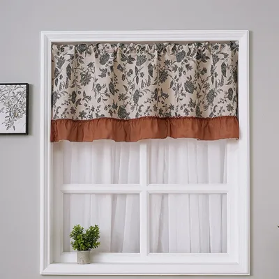 Produktbild von Vintage Fenstergardinen mit Blumenmuster, Kurz Bistrogardine, Landhausstil Gardinen, 150x100cm