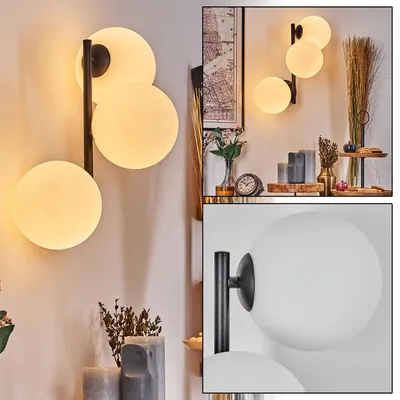 Produktbild von Isorella Wandlampe aus Metall/Glas in Schwarz/Weiß/Milchglas