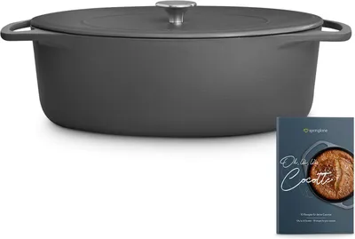 Produktbild von SPRINGLANE Gusseisen Bräter Cocotte Misty Cliff mit Decke 33 cm oval; Farbe: grau; Material: Gusseisen; Größe: 40 x 30 x 12,5 cm; Fassungsvolumen: 6,5 L; Gewicht: 7,05 Kg; Spezifikation: induktionsgeeignet; Lieferumfang: 1x Bräter mit Decke