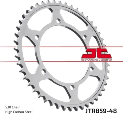 Obrázek produktu pro Rozeta 48 zubů rozteč 530 typ JTR859 SILVER pro Yamaha FZR FZS GTS FJ XJR YZF