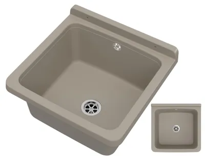 Produktbild von Granitan | Wirtschaftsspüle - ORTA - mit Armatur - Beige - 40 x 38 cm - für Waschküche und Garage