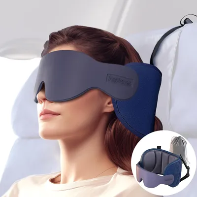 Image de Coussin de voyage pour la nuque avec masque oculaire 3D, pour des vols plus confortables