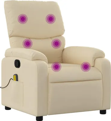 Image de vidaXL Fauteuil relax de massage, tissu crème