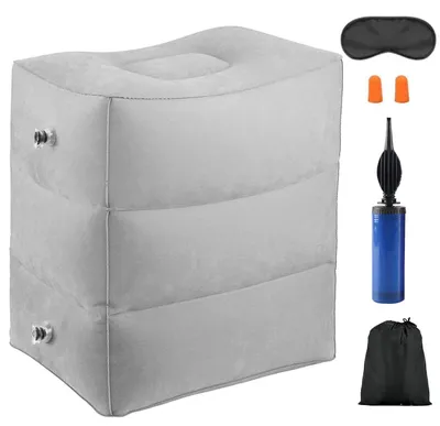 Image de Repose-pieds gonflable avec masque de sommeil pour les voyages - Réglable en hauteur