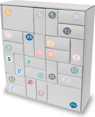 Produktbild von itenga SET Adventskalender zum Füllen Quader Mix (weiß) + Sticker Z53